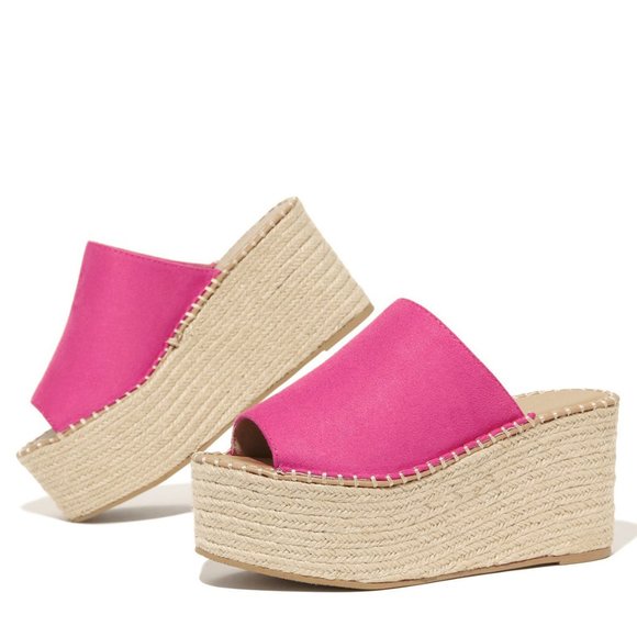 NEW🔥 Jute Woven Platform Wedge Heel Slide Sandals - Picture 3 of 4